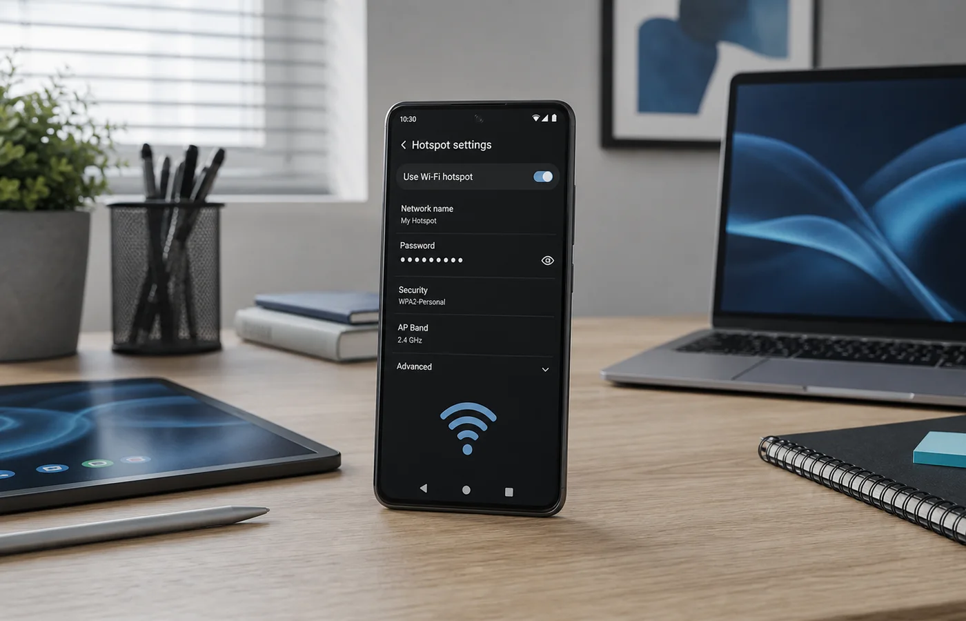 telephone Android affichant des reglages de point acces mobile