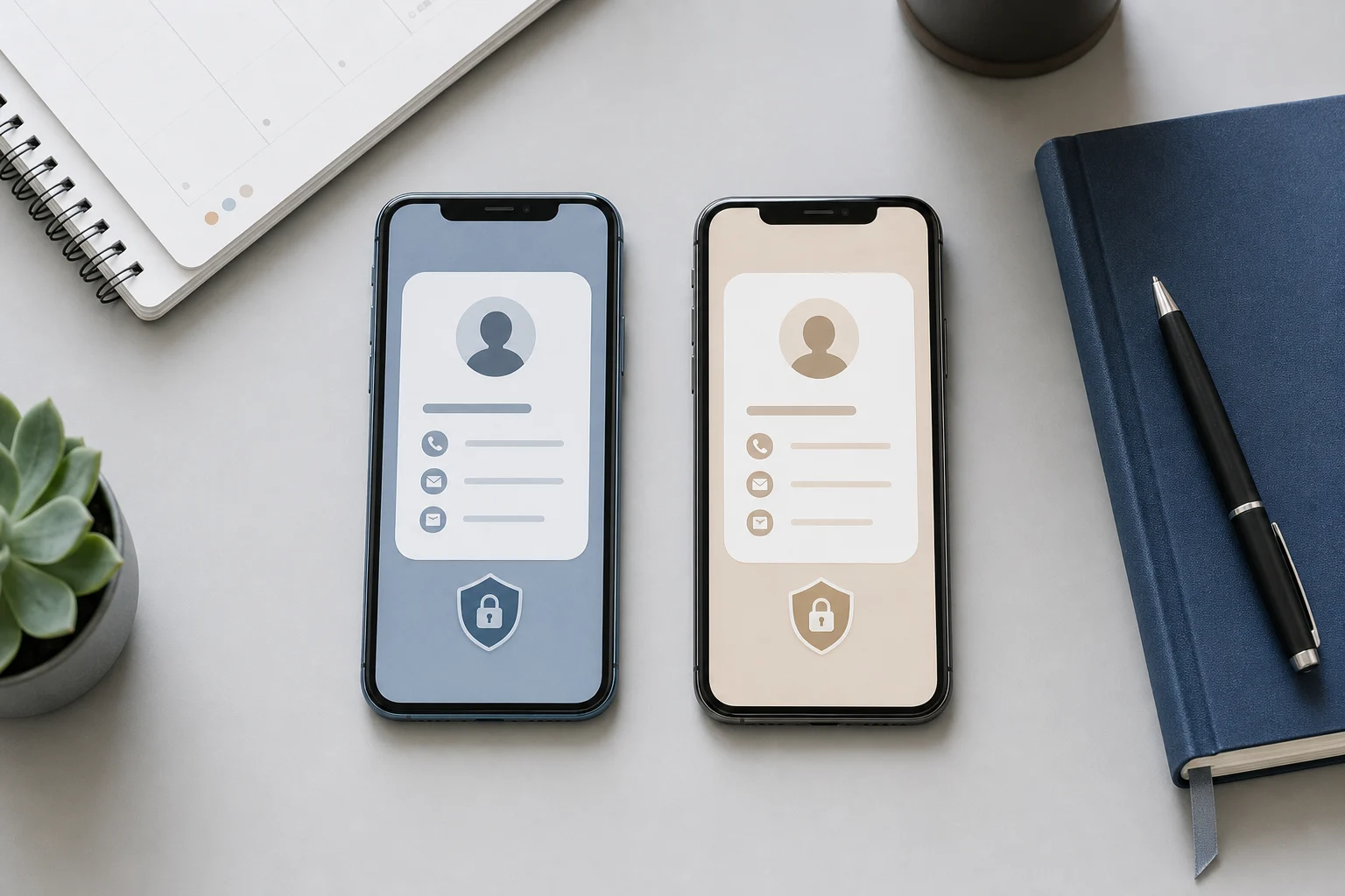 Deux profils de messagerie abstraits séparant usage personnel et professionnel