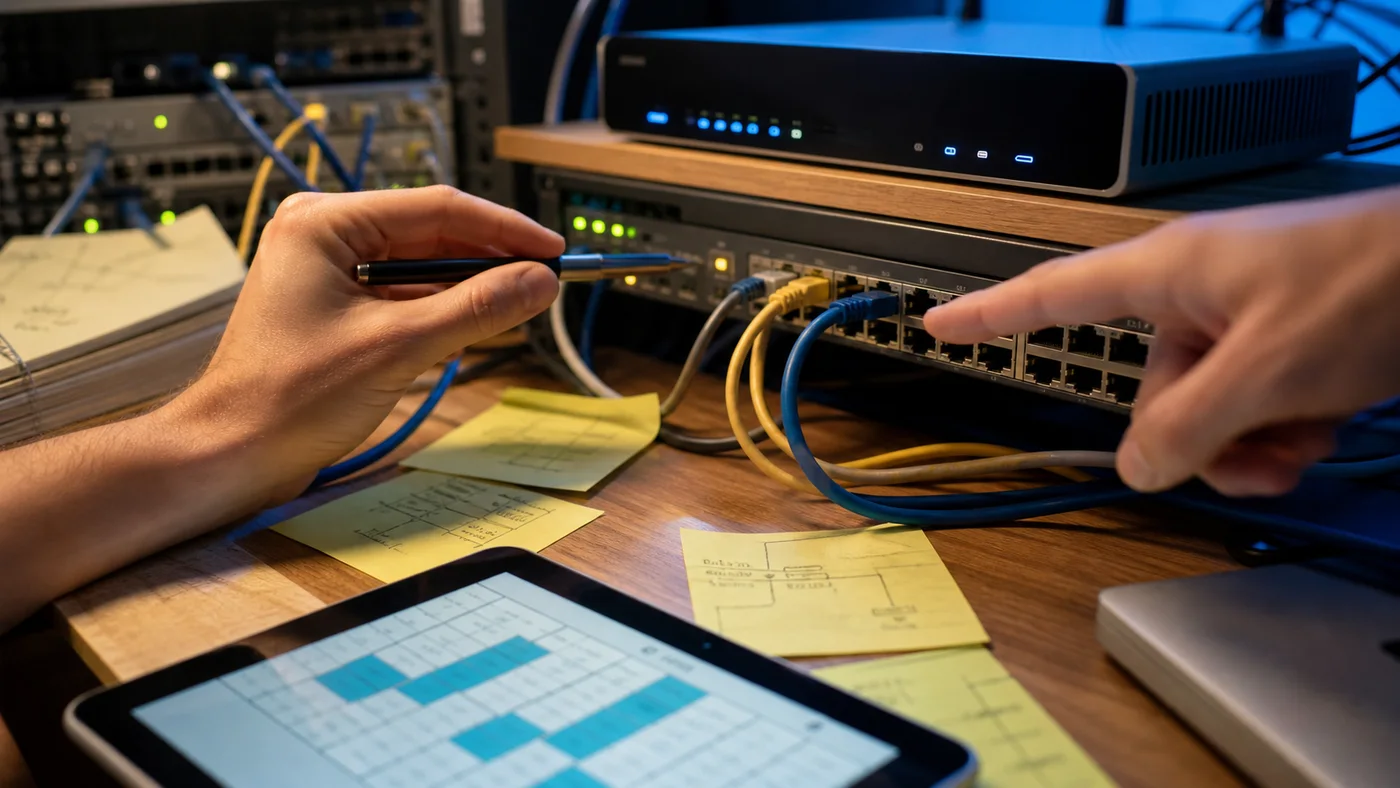 diagnostic de câblage réseau avec routeur, switch et plan d adressage