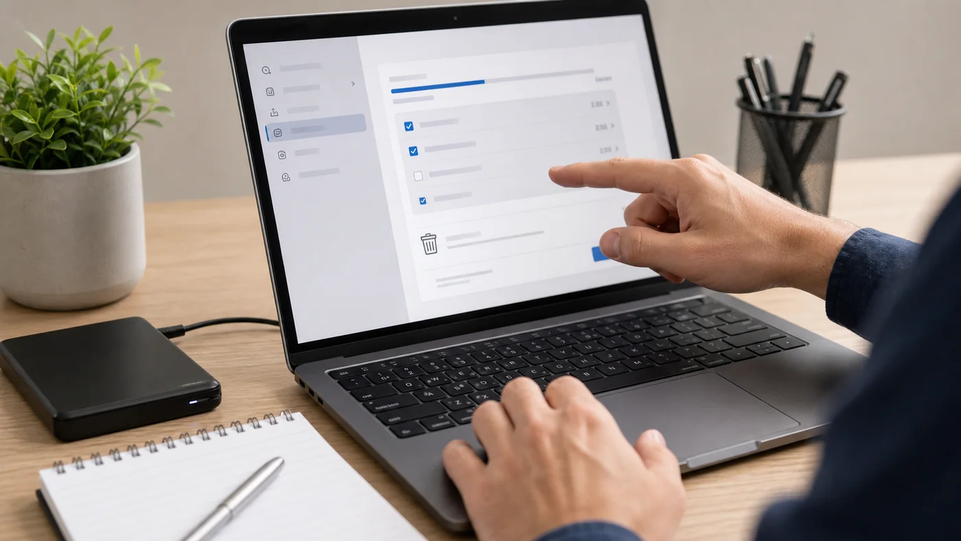 selection de fichiers temporaires Windows dans les parametres de stockage