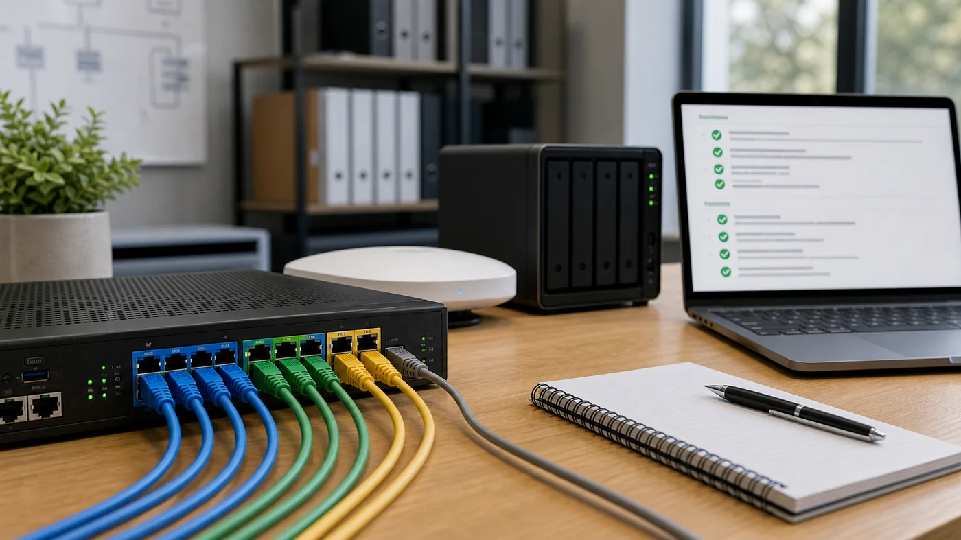 Routeur et cables reseau separes pour segmenter un reseau de PME