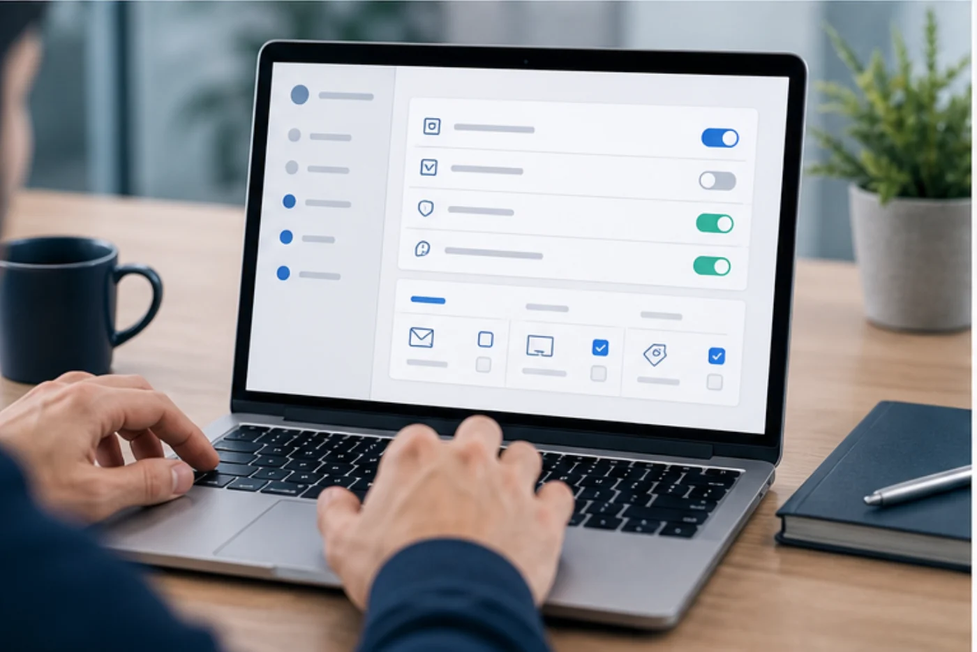 interface abstraite de préférences newsletter et consentement utilisateur
