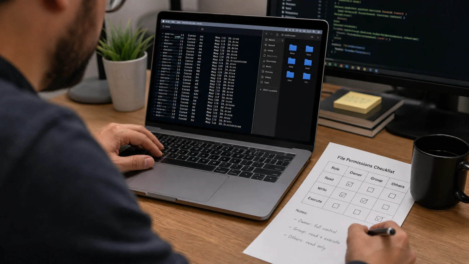 Audit des droits fichiers Linux avant application d une commande chmod