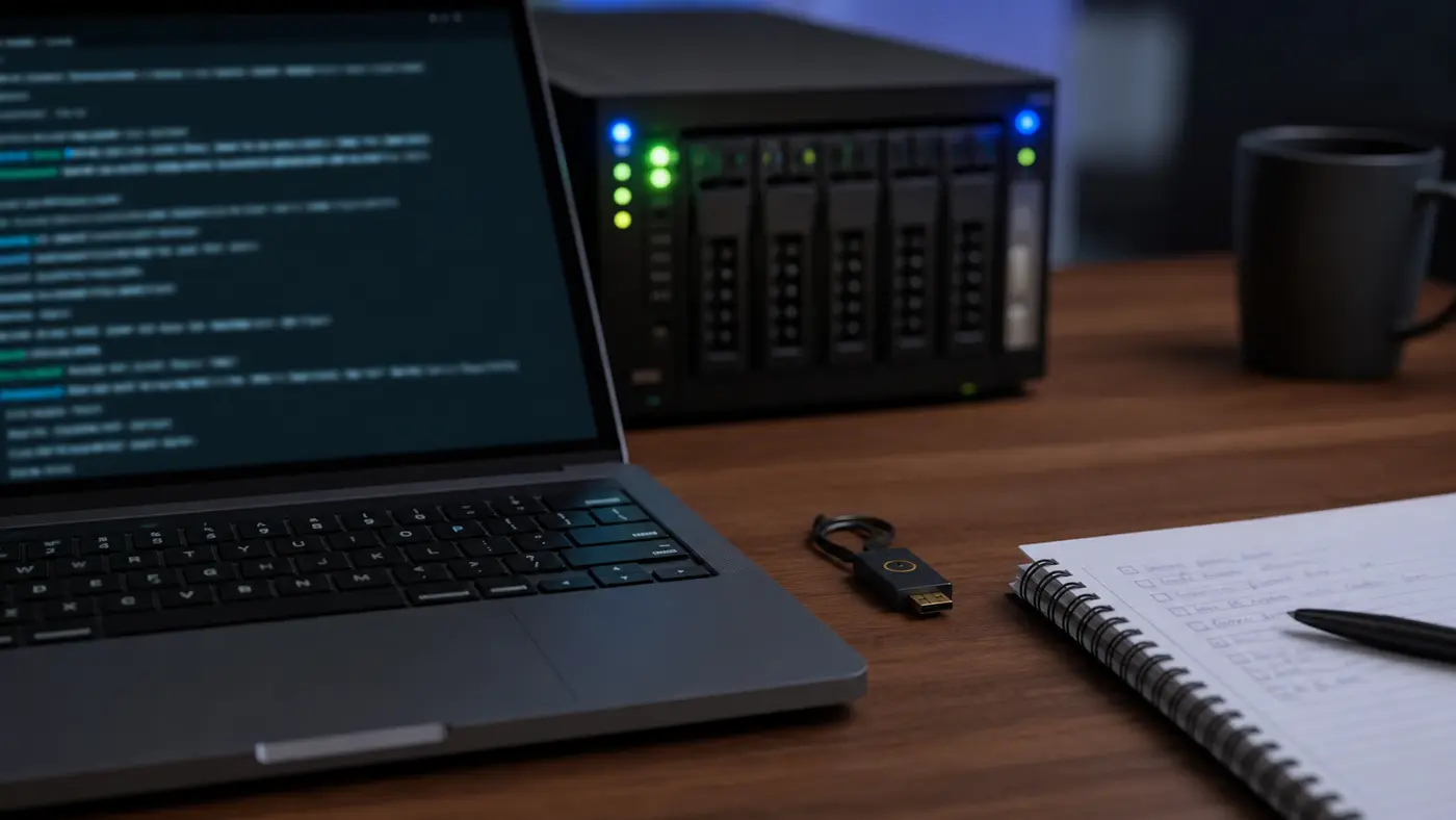 Poste d administration avec terminal SSH et checklist de sécurité