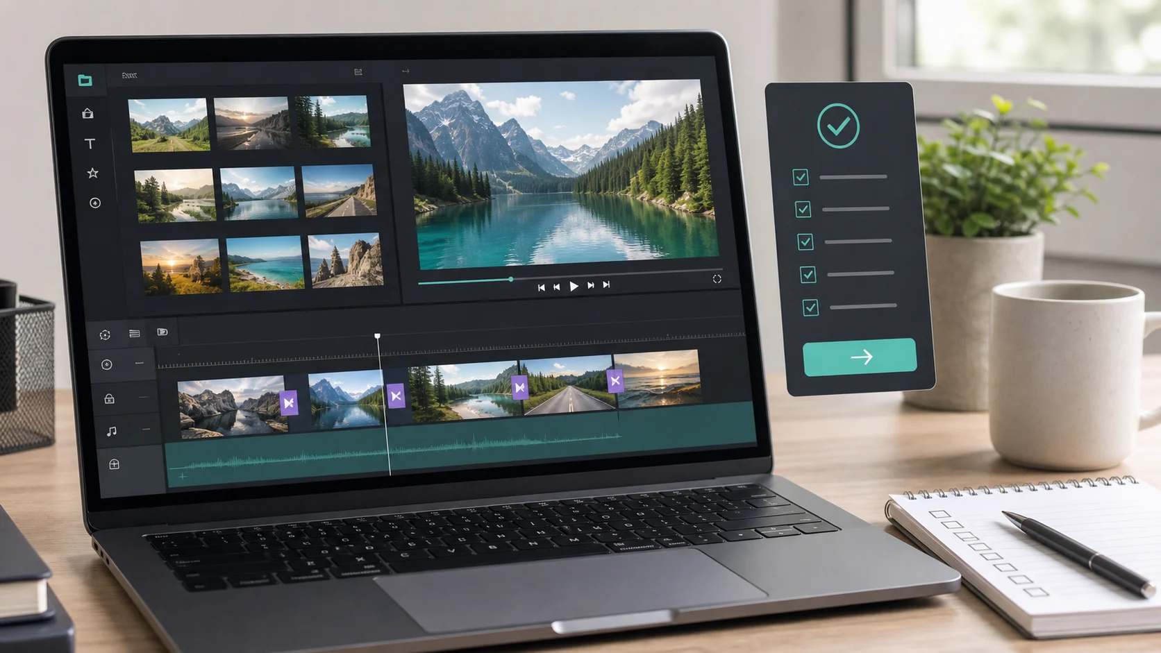 Interface générique de montage vidéo simple sur un ordinateur portable Windows