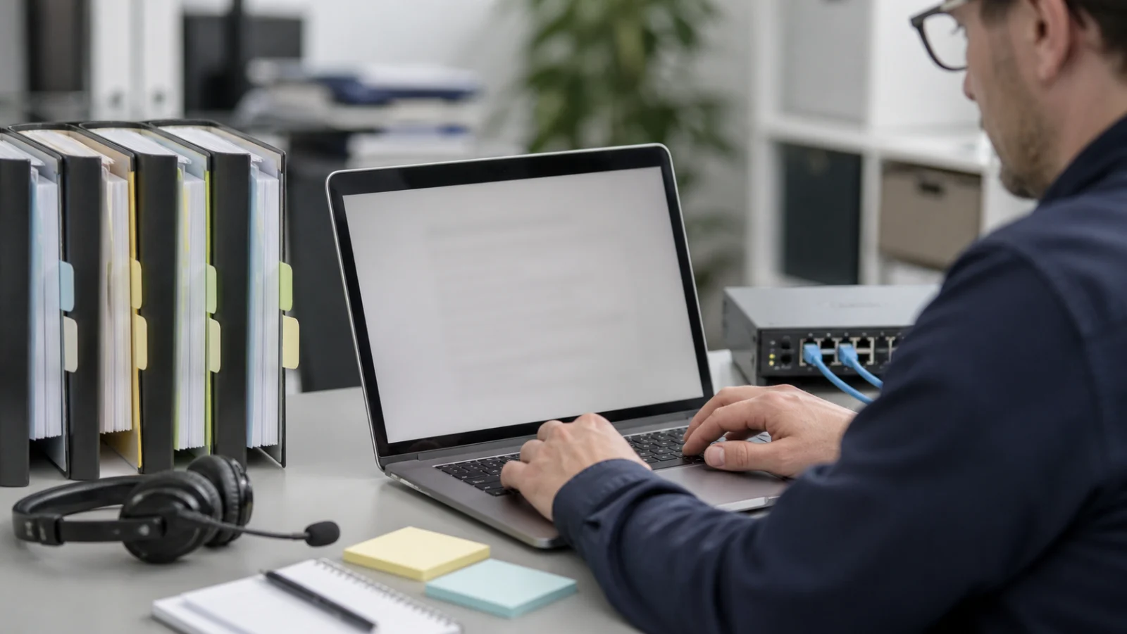 technicien documentant une procédure de support informatique