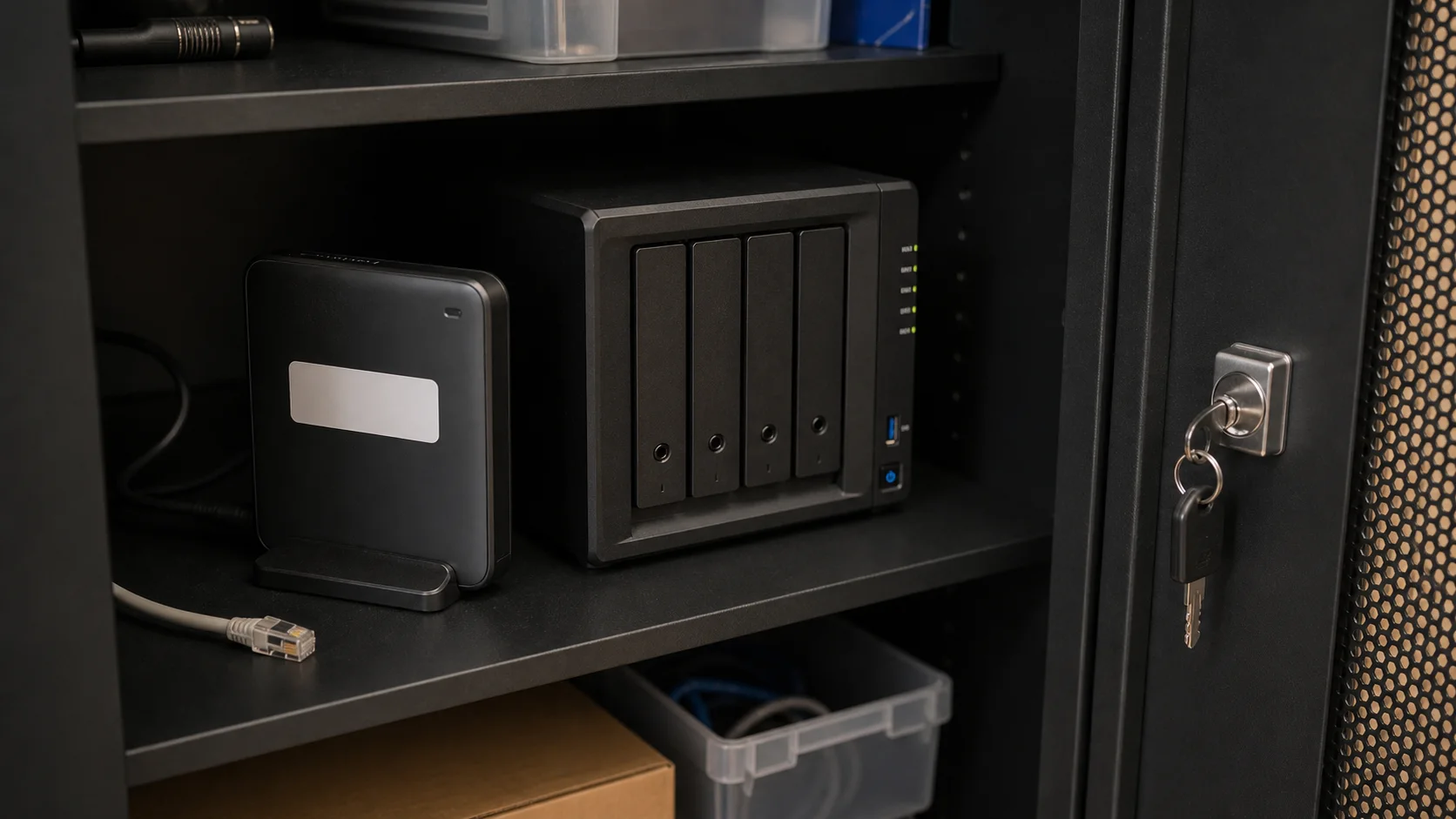 Stockage de sauvegarde isolé dans une armoire technique