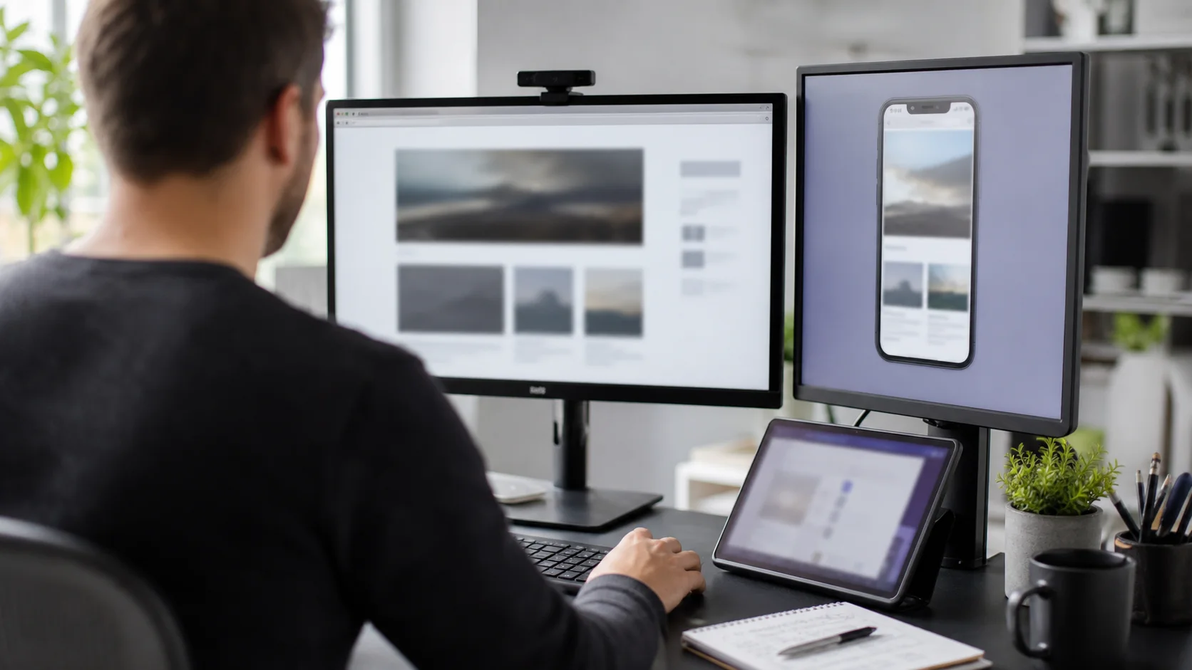 Developpeur testant un site depuis Windows avec une session navigateur Apple distante