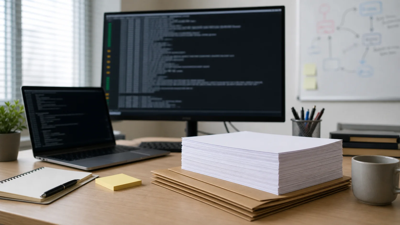 Flux automatisé Markdown vers PDF avec terminal flouté et documents exportés