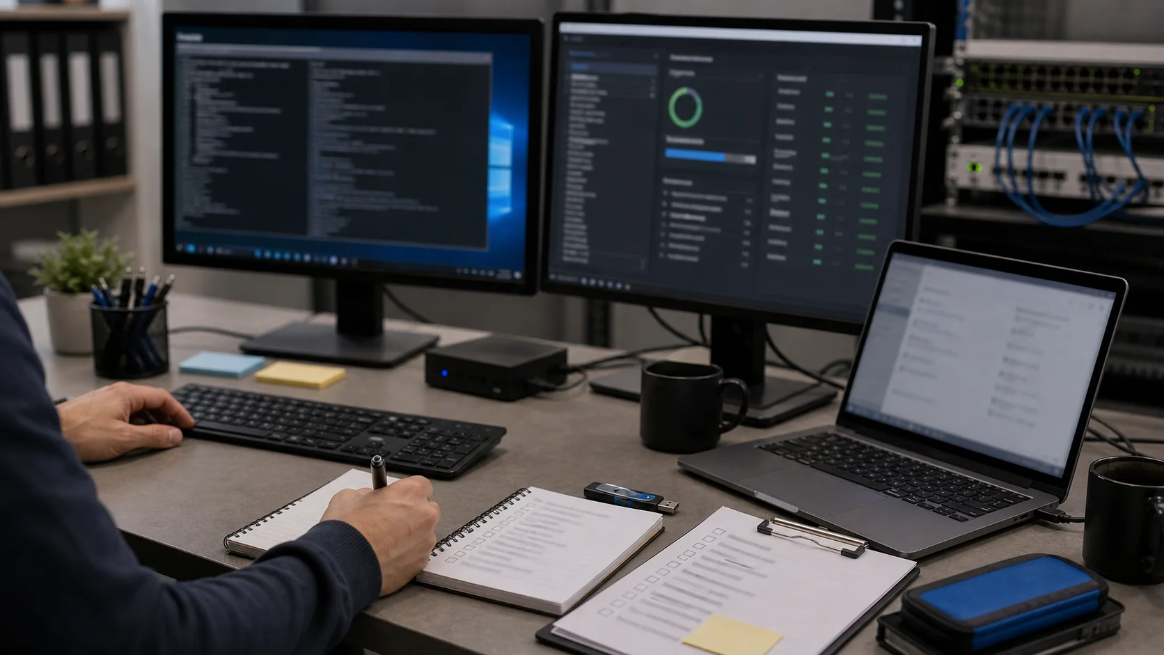 Poste IT preparant un deploiement Windows automatise