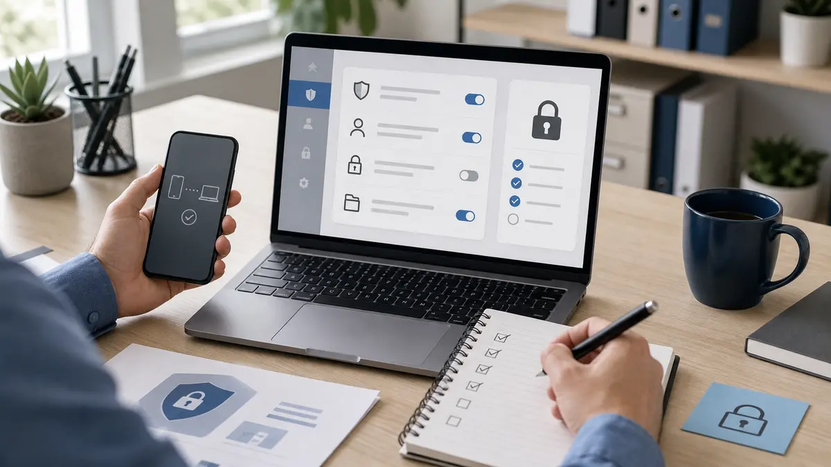 Administrateur préparant les autorisations avant synchronisation téléphone PC