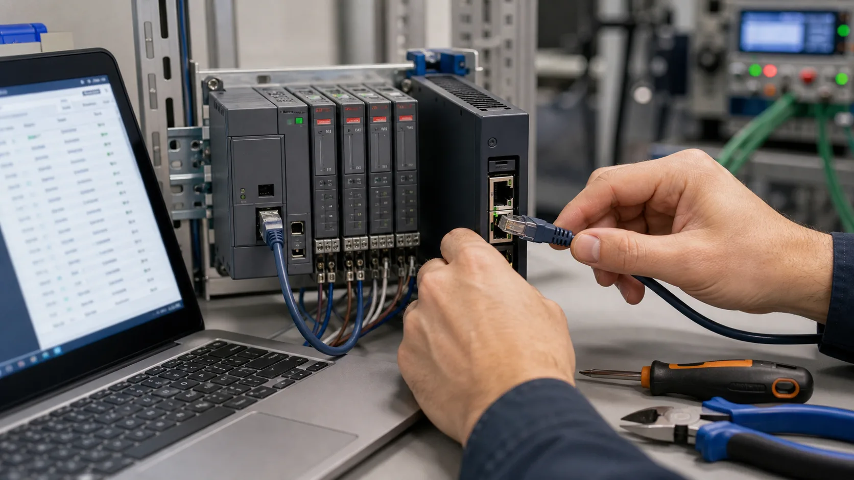 Connexion Ethernet entre automate industriel et passerelle OPC