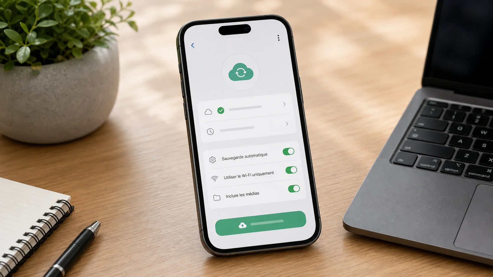 Réglages de sauvegarde de messagerie sur smartphone