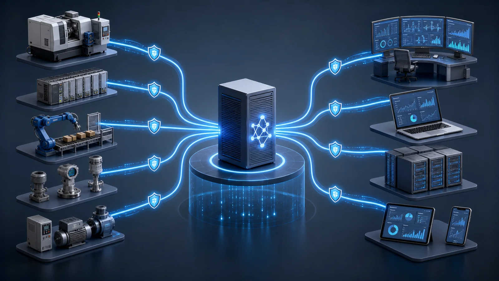 Flux de données entre machines industrielles, serveur OPC et logiciels de supervision