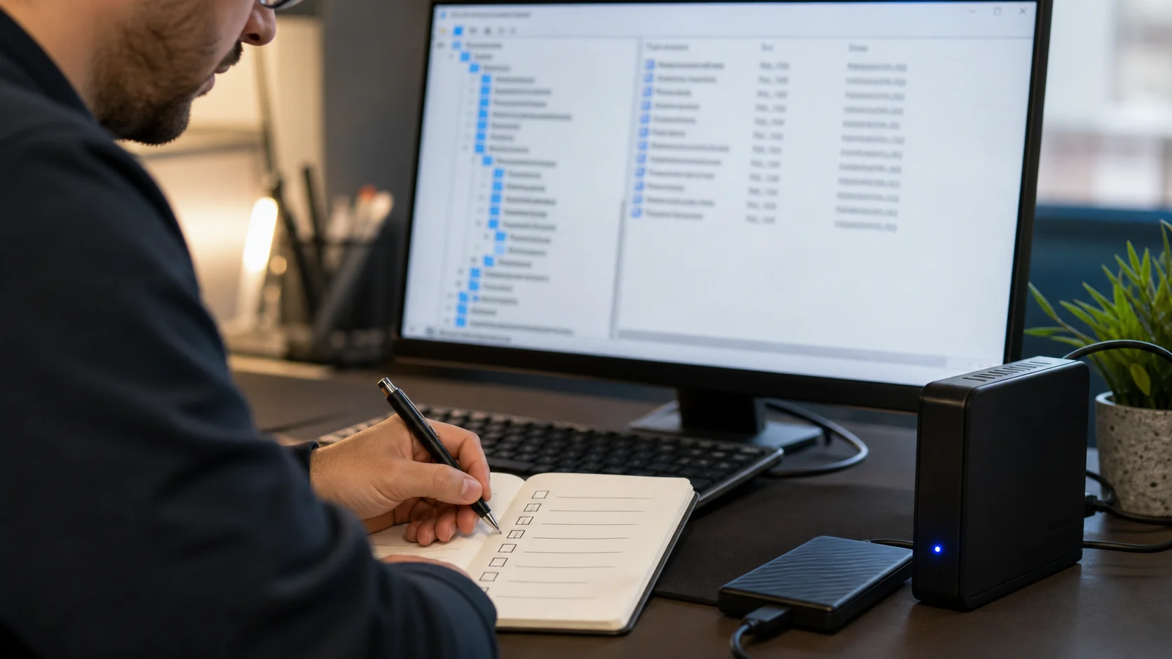 Technicien préparant une sauvegarde avant une modification du Registre Windows