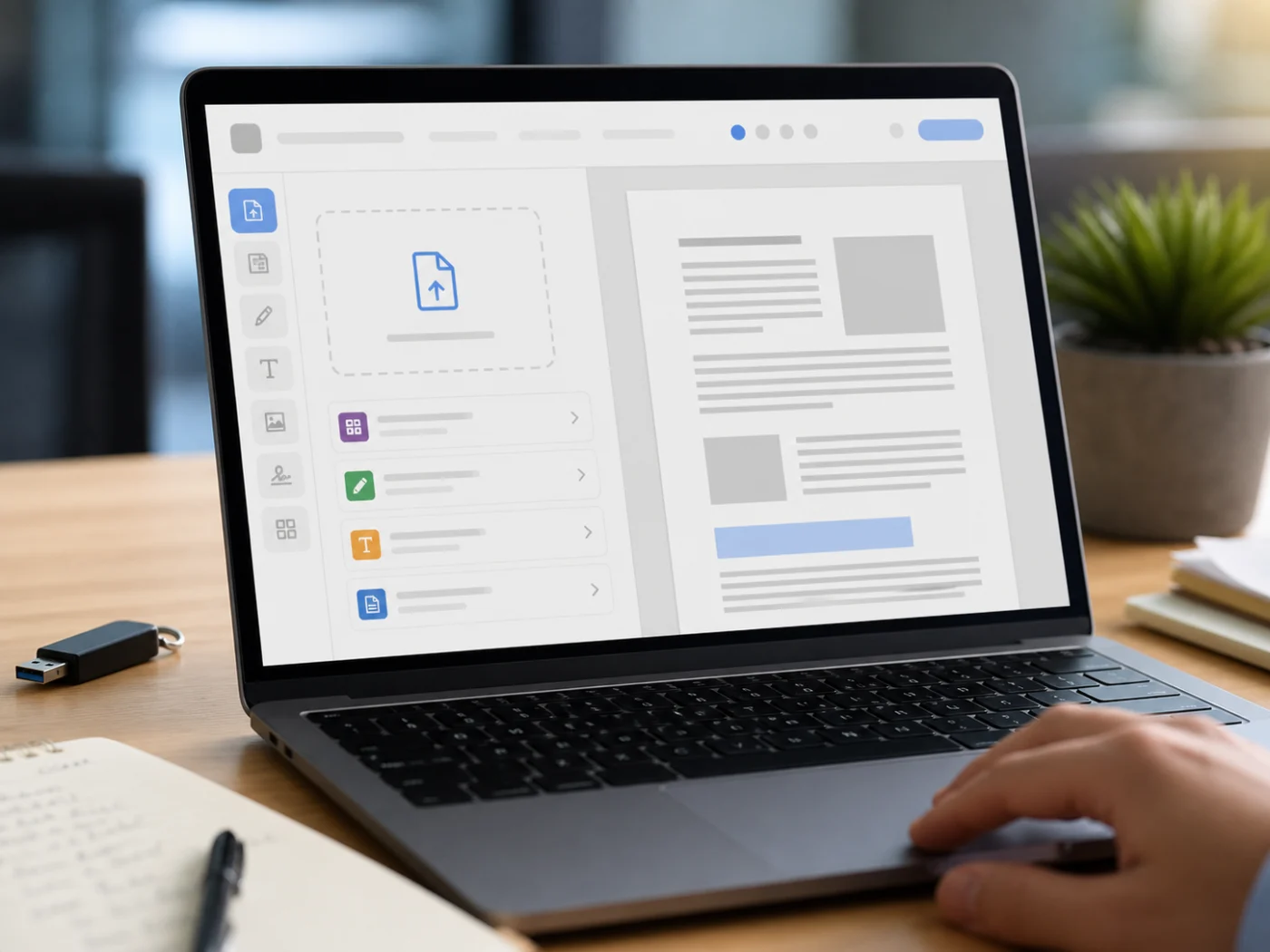 Éditeur PDF en ligne générique avec aperçu de document