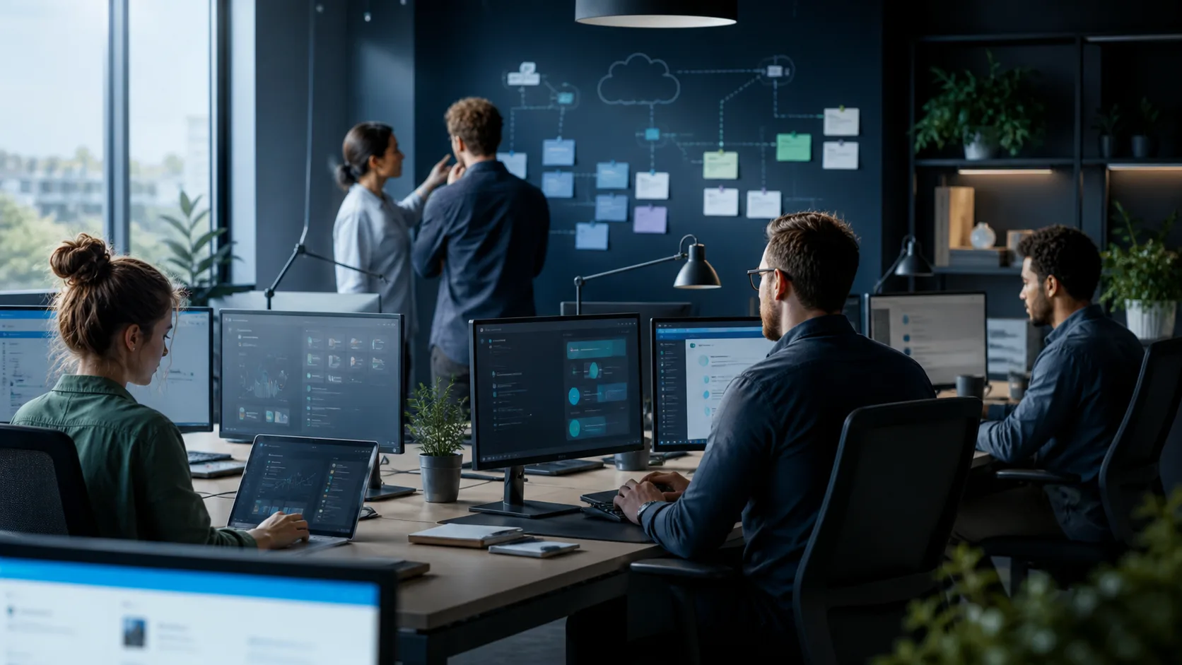 Équipe PME travaillant sur le support, le cloud et les outils logiciels