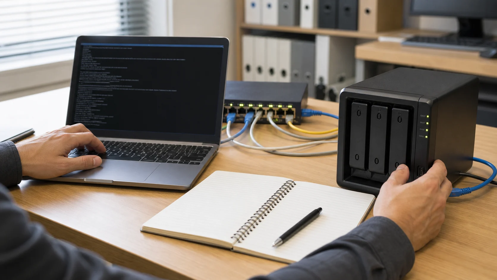 administrateur préparant la configuration d’un serveur NFS Linux