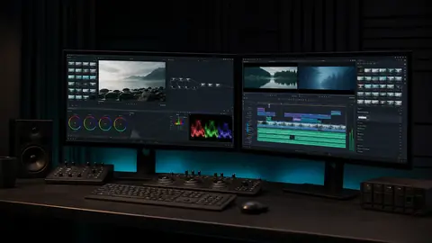 Station Windows avancée pour montage vidéo, étalonnage couleur et audio