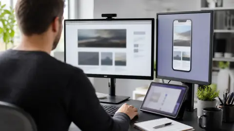 Developpeur testant un site depuis Windows avec une session navigateur Apple distante