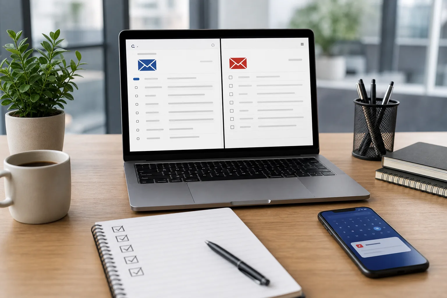Comparaison de deux interfaces de messagerie avant migration Outlook