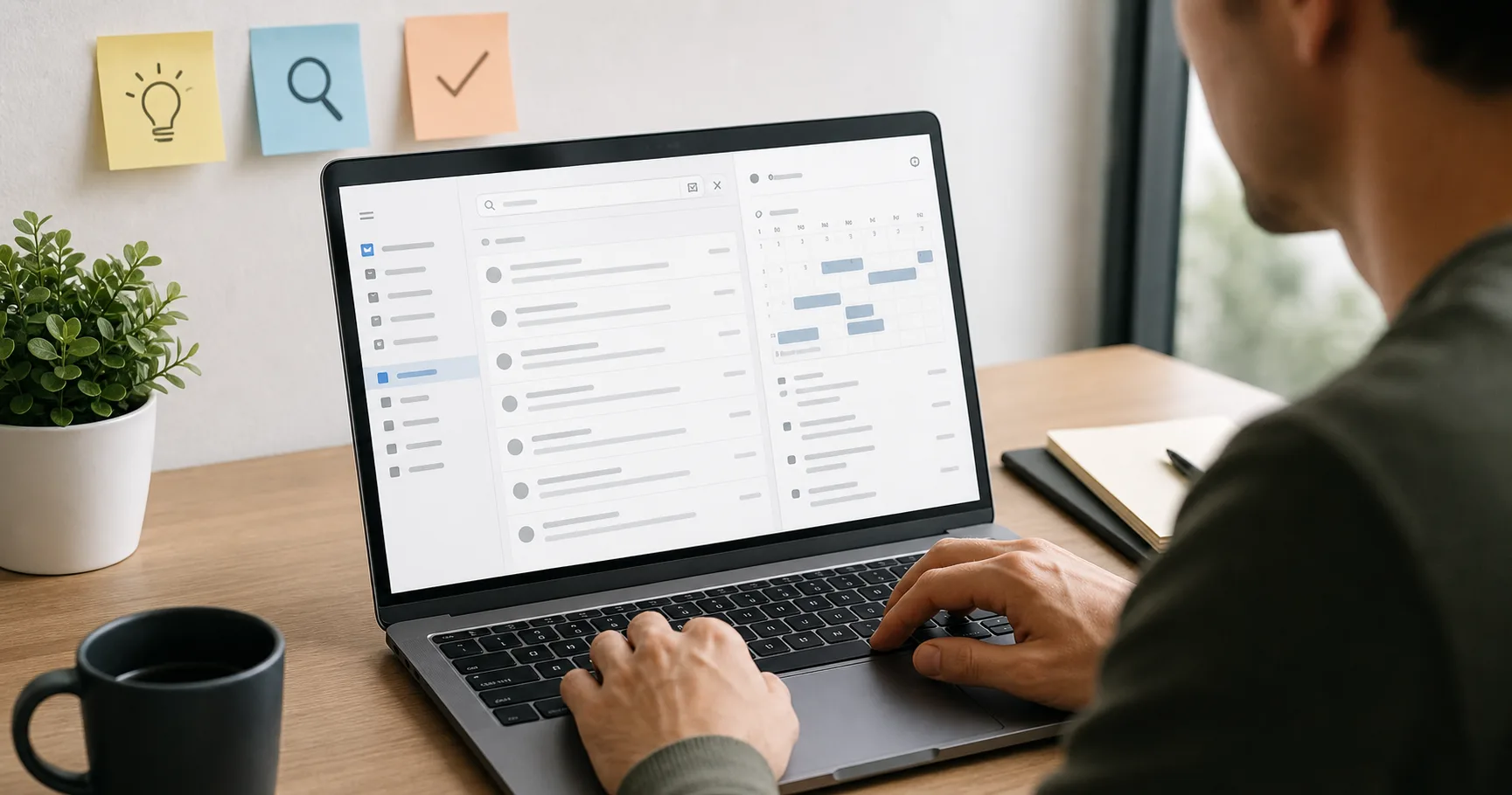 Organisation d’une boîte mail et d’un calendrier dans une interface moderne