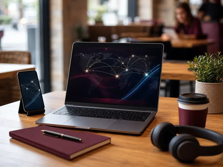 Freelance utilisant un VPN sur Wi-Fi public