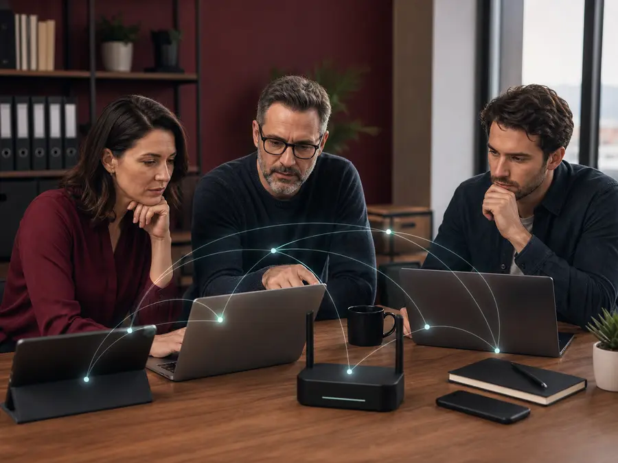 Petite équipe comparant des VPN