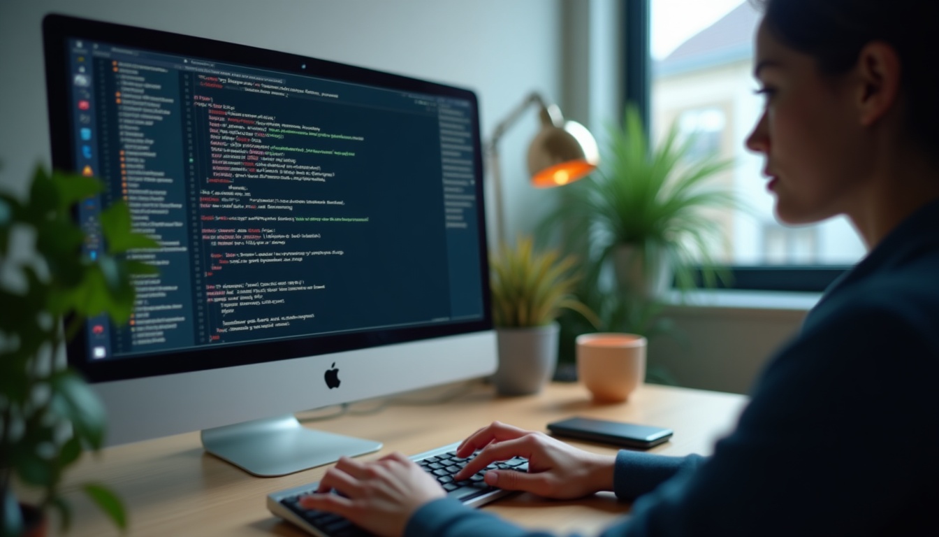 Développeur travaillant sur un code informatique sur Mac