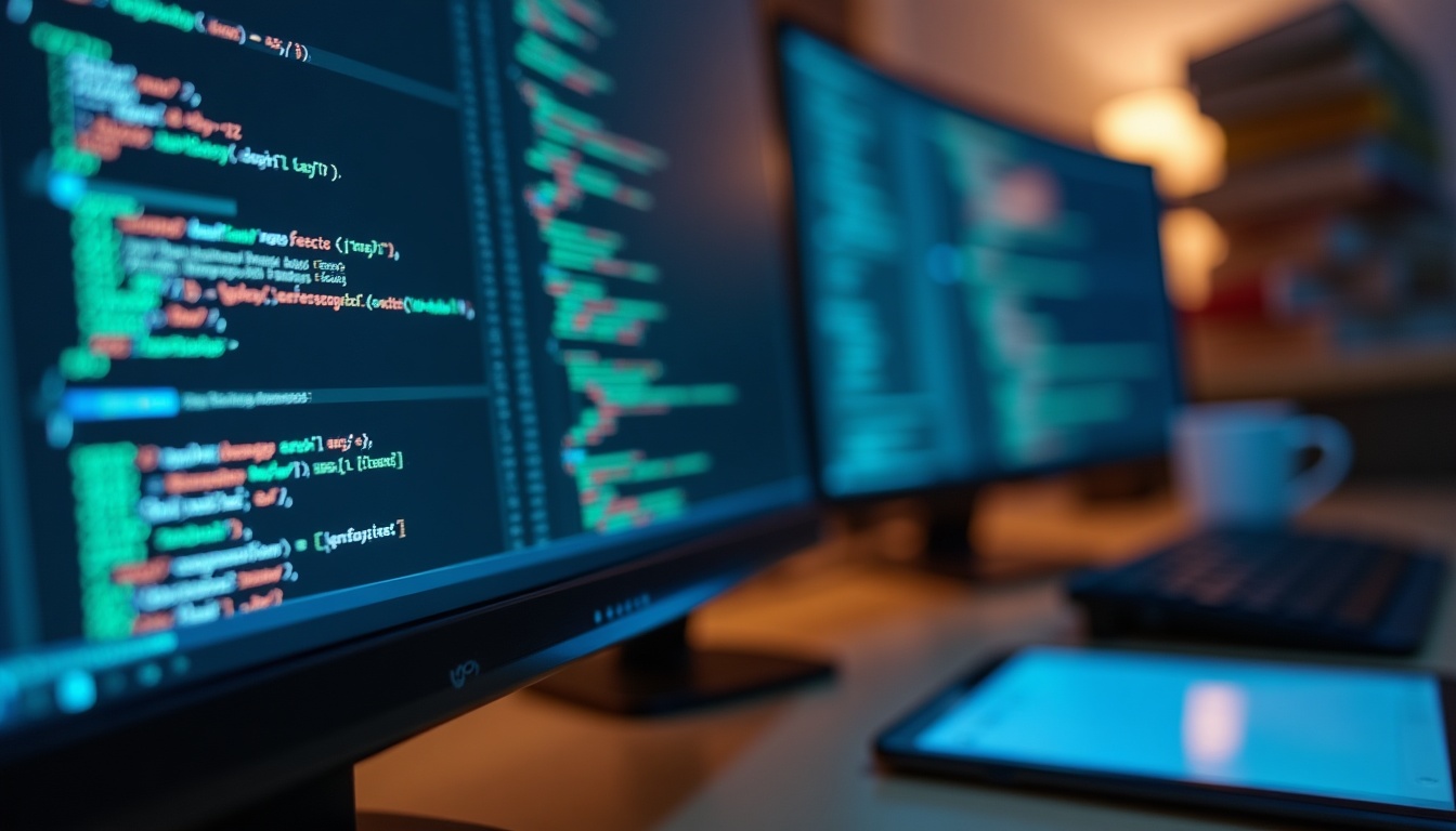 Écrans affichant du code informatique coloré