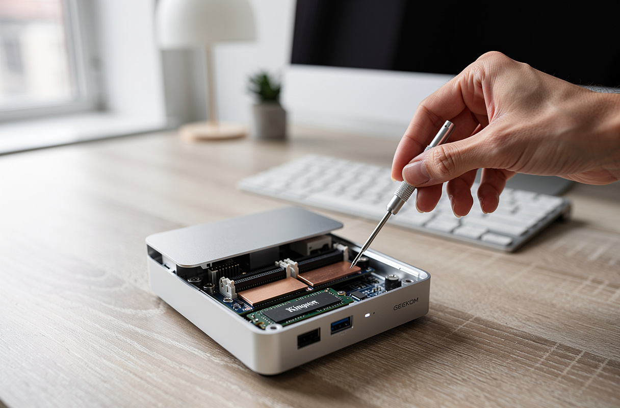 Grâce à son Intel Core i9, ses 32 Go de RAM DDR4 et son SSD NVMe de 1 To, le Geekom XT13 Pro délivre des capacités multitâches impressionnantes dans un format mini. Ce mini PC s’adresse particulièrement aux professionnels et créatifs recherchant puissance et mobilité, en restant accessible à un prix compétitif de 549 euros, tout en intégrant une connectique complète pour une polyvalence optimale. 